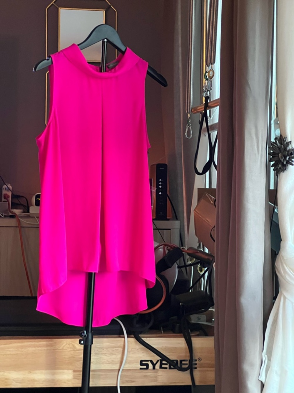 Hot Pink Sleeveless Hi-Low Blouse